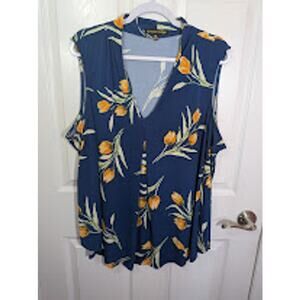 Always indigo Navy blue floral tank 3x